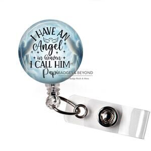 👼💙 I Have an Angel in Heaven I Call Him Papi Badge Reel | Memorial ID Holder